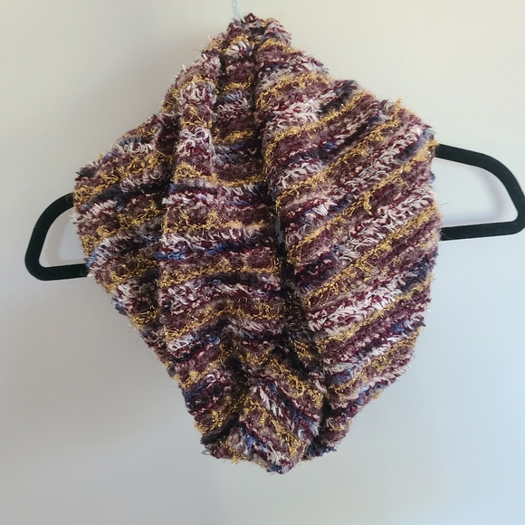 Brand New Gold and Burgandy Infinity Scarf - Picture 2 of 4
